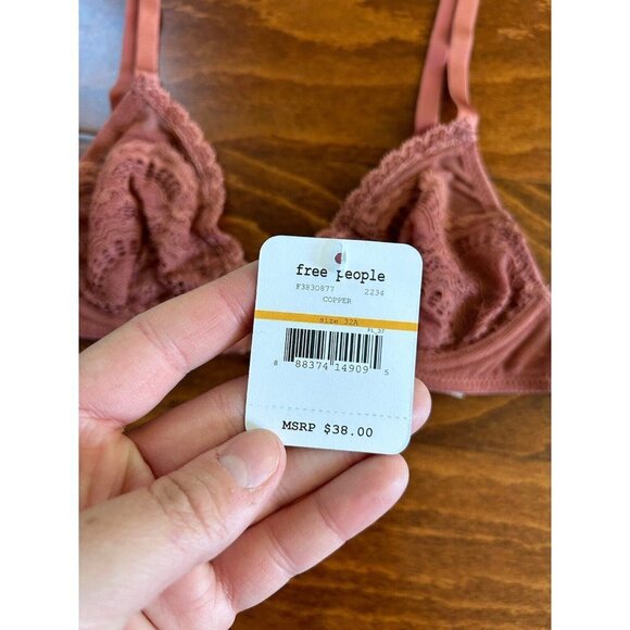 Free People Intimately Bra Copper Lace Sheer Wired NWT Size 32A - Picture 2 of 7